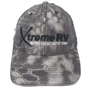 360 Apparel Baseball Cap Gray Black Strapback OS Mesh Camo US Flag Xtreme RV Hat